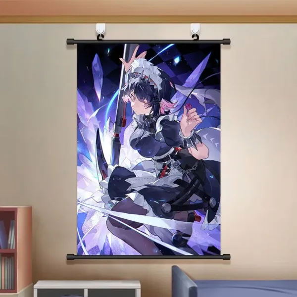 Zenless Zone Zero Wall Scroll Poster - Ellen Joe and Shark Girl - Game Decor for Bedroom and Dorm Room