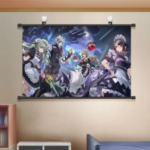 Zenless Zone Zero Wall Scroll Poster - Ellen Joe and Shark Girl - Game Decor for Bedroom and Dorm Room