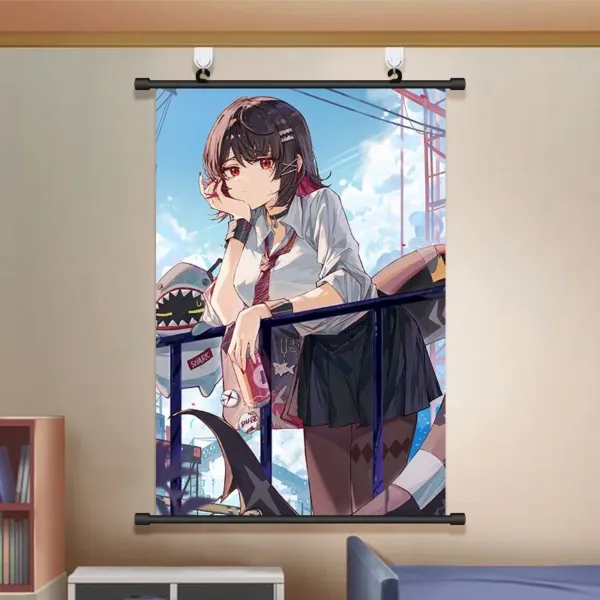 Zenless Zone Zero Wall Scroll Poster - Ellen Joe and Shark Girl - Game Decor for Bedroom and Dorm Room