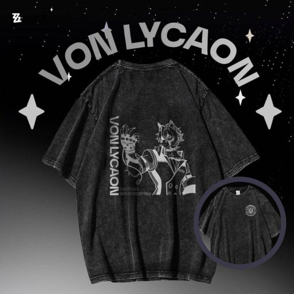 Zenless Zone Zero Von Lycaon cotton loose vintage T-shirt-game Wolf Brother T-shirt-summer men's and women's clothes oversize Short Sleeve