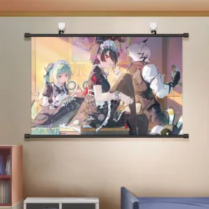 Zenless Zone Zero Wall Scroll Poster - Ellen Joe and Shark Girl - Game Decor for Bedroom and Dorm Room