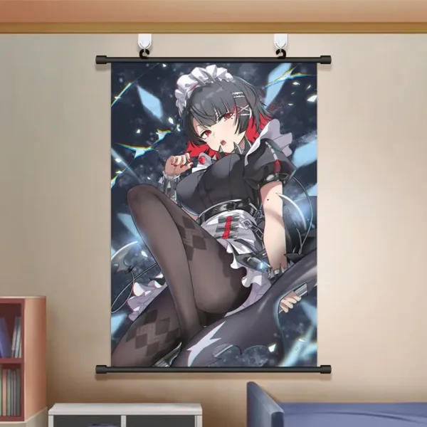 Zenless Zone Zero Wall Scroll Poster - Ellen Joe and Shark Girl - Game Decor for Bedroom and Dorm Room