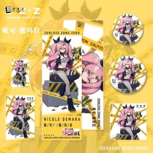 Zenless Zone Zero Game Nicole Keychain Badge Postcard Laser Ticket Photo Card Set