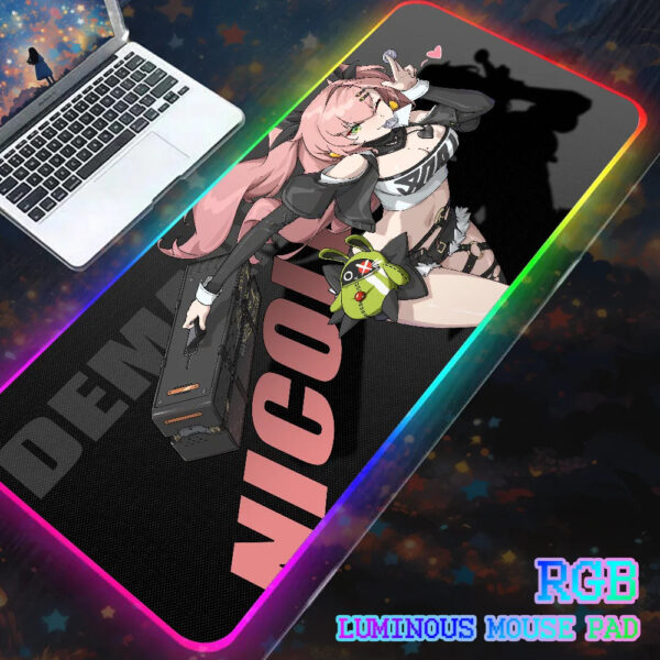 Zenless Zone Zero Nicole Derama RGB Mouse Pad Computer Mat Pc Gamer Large Play Pad Backlight LOL Gaming Accessories