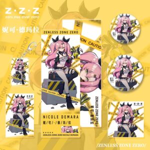 Zenless Zone Zero Game Nicole Keychain Badge Postcard Laser Ticket Photo Card Set