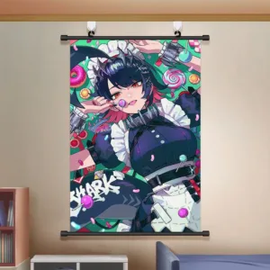 Zenless Zone Zero Wall Scroll Poster - Ellen Joe and Shark Girl - Game Decor for Bedroom and Dorm Room