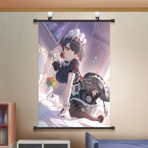 Zenless Zone Zero Wall Scroll Poster - Ellen Joe and Shark Girl - Game Decor for Bedroom and Dorm Room