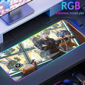 Zenless Zone Zero RGB Mouse Pad Creative Mousepad Esports Computer Keyboard Pad Luminous Desk Mat Backlit Pad