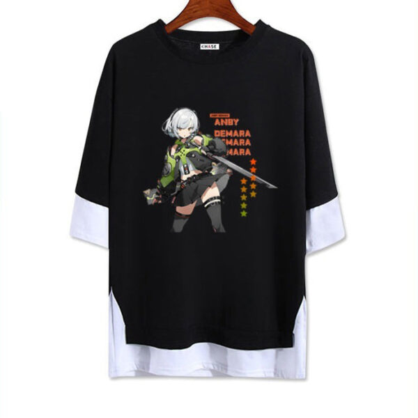 Zenless Zone Zero Anby Demara Double layer thin Model T-Shirt - Unisex Half-Sleeve Layered Top for Summer and Autumn