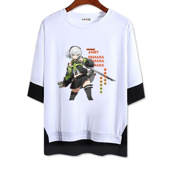 Zenless Zone Zero Anby Demara Double layer thin Model T-Shirt - Unisex Half-Sleeve Layered Top for Summer and Autumn