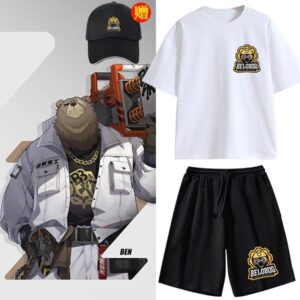 Zenless Zone Zero Belobog Industry Set of Clothes T-Shirt & Hat & Shorts Unisex