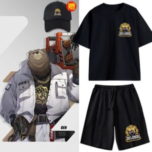 Zenless Zone Zero Belobog Industry Set of Clothes T-Shirt & Hat & Shorts Unisex