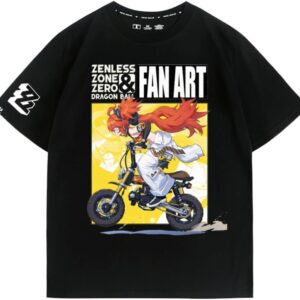 Zenless Zone Zero Koleda Belobog T-shirt by Motorcycle Pattern Cotton Short Sleeve T-shirt Multicolor