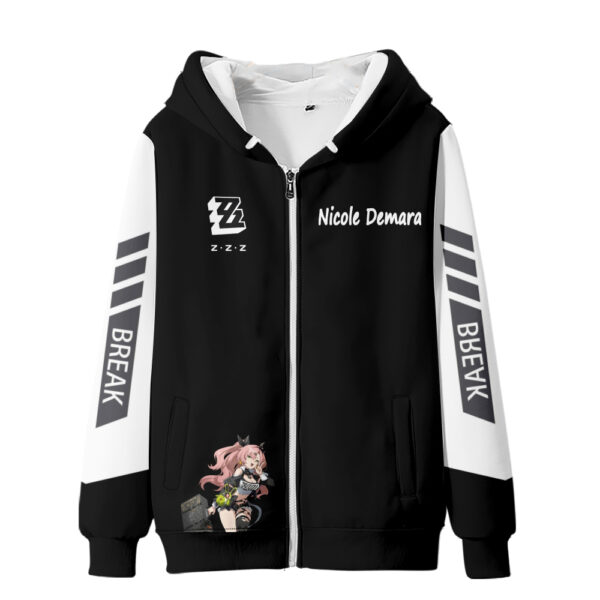 Game Fans Cosplay Zenless Zone Zero Anime Thin Zippered Hoodie Spring Autumn Black White Casual Women Men Sportswear Clothing