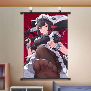 Zenless Zone Zero Wall Scroll Poster - Ellen Joe and Shark Girl - Game Decor for Bedroom and Dorm Room