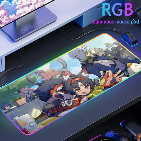 Zenless Zone Zero RGB Mouse Pad Creative Mousepad Esports Computer Keyboard Pad Luminous Desk Mat Backlit Pad