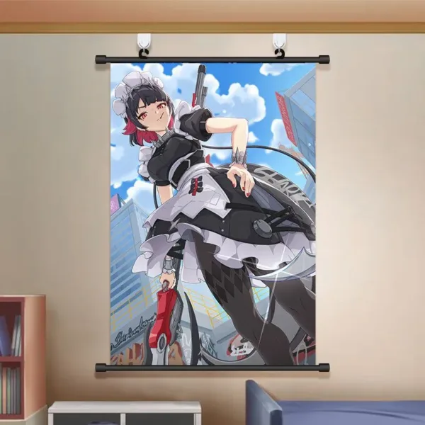 Zenless Zone Zero Wall Scroll Poster - Ellen Joe and Shark Girl - Game Decor for Bedroom and Dorm Room