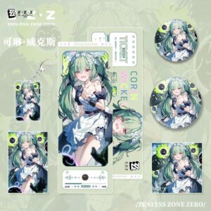 Zenless Zone Zero Game Corin Keychain Badge Postcard Laser Ticket Photo Card Set