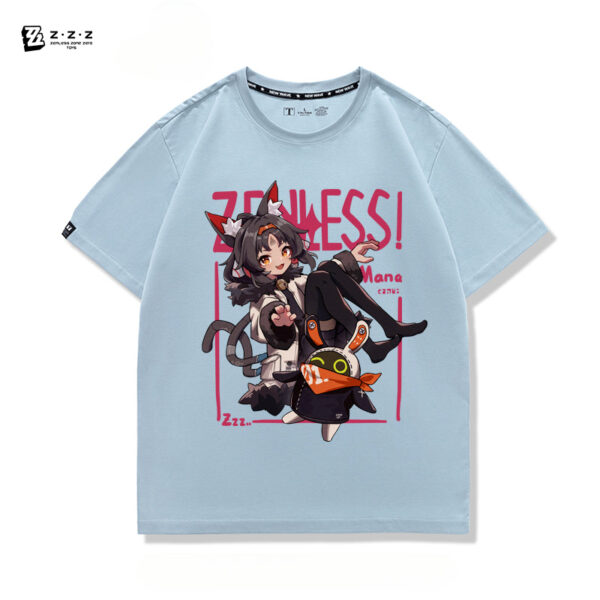 Zenless Zone Zero Nekomata Short Sleeve T-Shirt Summer Pure Cotton Men's and Women's Loose Clothes