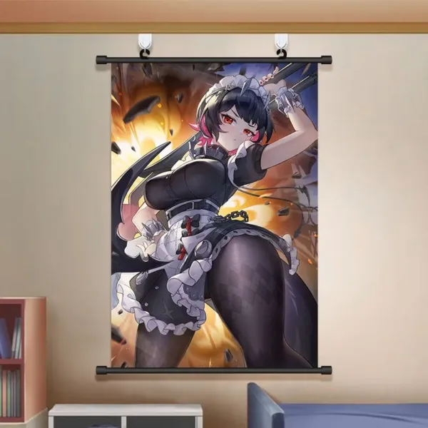 Zenless Zone Zero Wall Scroll Poster - Ellen Joe and Shark Girl - Game Decor for Bedroom and Dorm Room