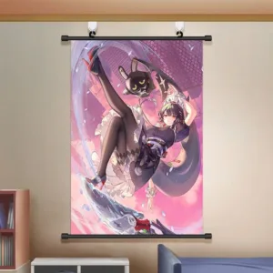 Zenless Zone Zero Wall Scroll Poster - Ellen Joe and Shark Girl - Game Decor for Bedroom and Dorm Room