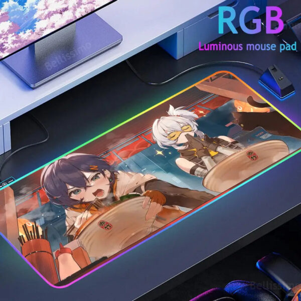 Zenless Zone Zero RGB Mouse Pad Creative Mousepad Esports Computer Keyboard Pad Luminous Desk Mat Backlit Pad