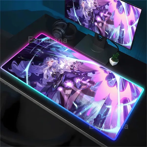 Vivian Zenless zone zero ZZZ RGB Mouse Pad Anime Game Mousepad LED Table Pad Backlit Rubber Desktop offices emit light Desk Mat