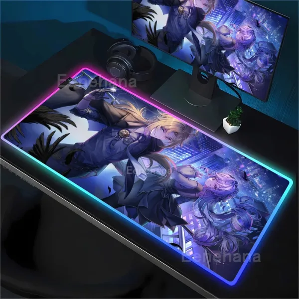 Vivian Zenless zone zero ZZZ RGB Mouse Pad Anime Game Mousepad LED Table Pad Backlit Rubber Desktop offices emit light Desk Mat
