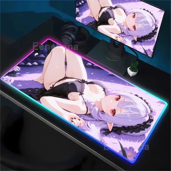 Vivian Zenless zone zero ZZZ RGB Mouse Pad Anime Game Mousepad LED Table Pad Backlit Rubber Desktop offices emit light Desk Mat