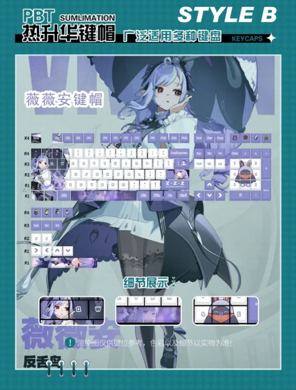 Zenless Zone Zero Toys Vivian Keycap Game Character & Vivian Display Keyboard ZZZ Mockingbird 128 Keycap