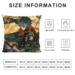 Cool Zenless Zone Zero Lighter Game Pillow Case Plush Fabric Soft Double Sided Print Sofa Cushion Cover Throw Pillow Covers