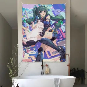 Qingyi Sex Zenless Zone Zero Tapestry Bedroom Living Bar Garden Outdoor Microfiber Festival Decoration Background Art Banner