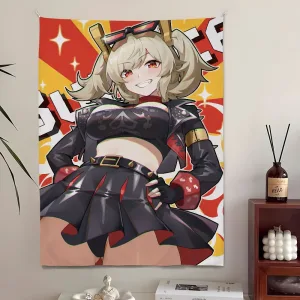 Burnice Sex Zenless Zone Zero Tapestry Bedroom Living Bar Garden Outdoor Microfiber Festival Decoration Background Art Banner