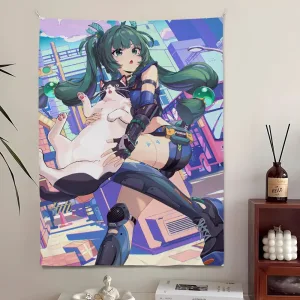 Qingyi Sex Zenless Zone Zero Tapestry Bedroom Living Bar Garden Outdoor Microfiber Festival Decoration Background Art Banner