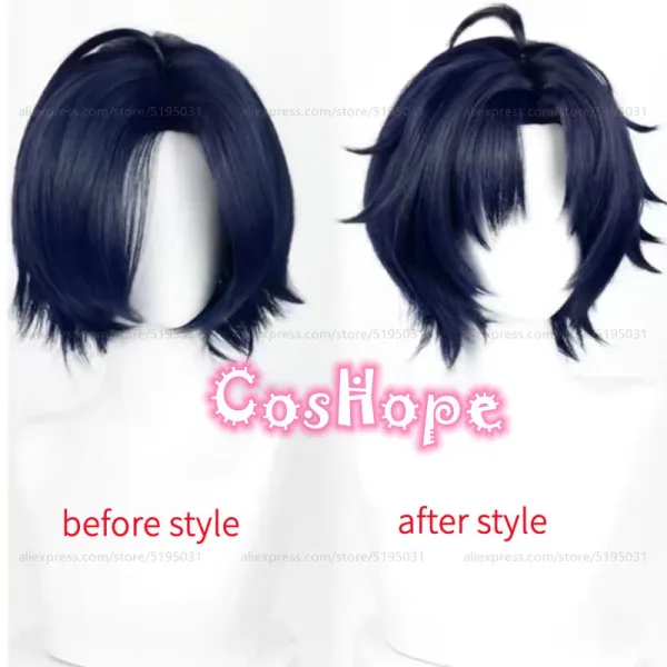 ZZZ Asaba Harumasa Cosplay 30cm Short Black Blue Mixed Wig Cosplay Anime Cosplay Wigs Heat Resistant Synthetic Wigs — image 2