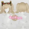 ZZZ Burnice Whita Cosplay Wig with Double Ponytails 28cm Short Milky Golden Wig Cosplay Anime Heat Resistant Synthetic