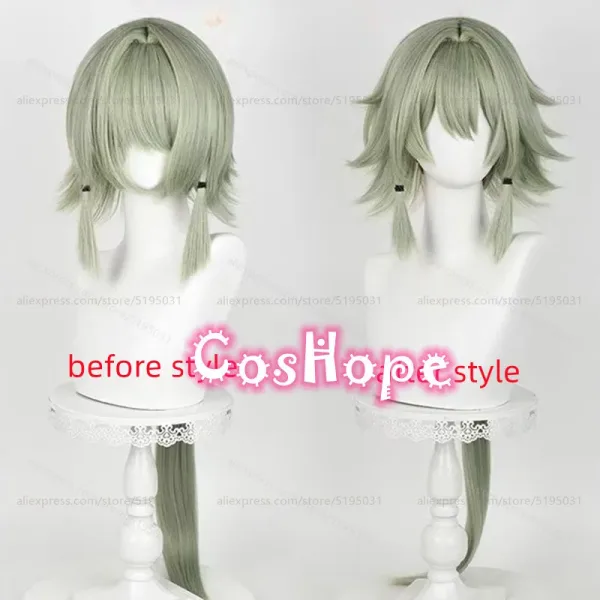 ZZZ Caesar King Cosplay Wig 90cm Long Green Wig Cosplay Anime Cosplay Wigs Heat Resistant Synthetic — image 2