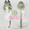 ZZZ Caesar King Cosplay Wig 90cm Long Green Wig Cosplay Anime Cosplay Wigs Heat Resistant Synthetic