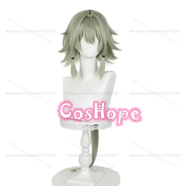 ZZZ Caesar King Cosplay Wig 90cm Long Green Wig Cosplay Anime Cosplay Wigs Heat Resistant Synthetic — image 3