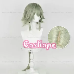 ZZZ Caesar King Cosplay Wig 90cm Long Green Wig Cosplay Anime Cosplay Wigs Heat Resistant Synthetic