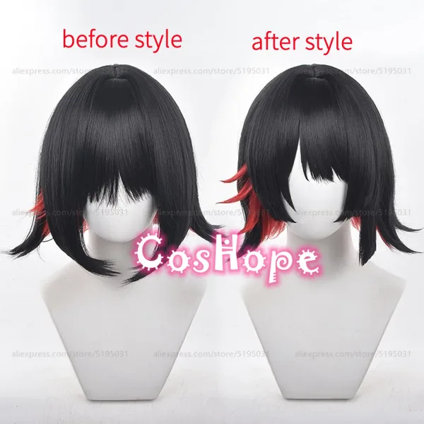 ZZZ Ellen Joe Cosplay 35cm Short Black Red Mixed Wig Cosplay Anime Cosplay Wigs Heat Resistant Synthetic Wigs — image 2