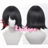 ZZZ Ellen Joe Cosplay 35cm Short Black Red Mixed Wig Cosplay Anime Cosplay Wigs Heat Resistant Synthetic Wigs