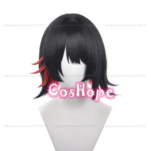 ZZZ Ellen Joe Cosplay 35cm Short Black Red Mixed Wig Cosplay Anime Cosplay Wigs Heat Resistant Synthetic Wigs