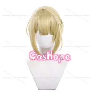 ZZZ Evelyn Chevalier Cosplay Wig 40cm Short Light Yellow Wig Cosplay Anime Cosplay Wig Heat Resistant Synthetic Wigs