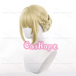 ZZZ Evelyn Chevalier Cosplay Wig 40cm Short Light Yellow Wig Cosplay Anime Cosplay Wig Heat Resistant Synthetic Wigs