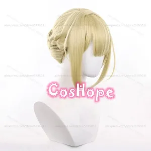 ZZZ Evelyn Chevalier Cosplay Wig 40cm Short Light Yellow Wig Cosplay Anime Cosplay Wig Heat Resistant Synthetic Wigs
