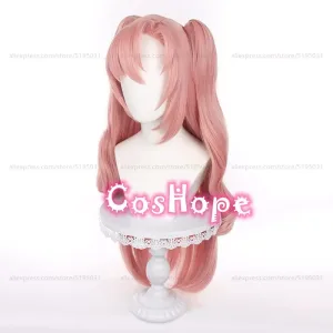 ZZZ Nicole Demara Cosplay Wig 80cm Long Wig with Double Ponytails Pink Wig Cosplay Anime Wigs Heat Resistant Synthetic Wigs