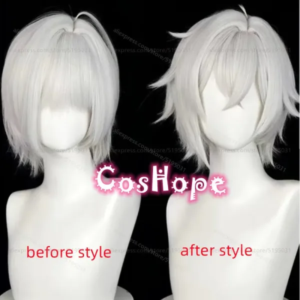 ZZZ Seth Lowell Cosplay Wig 30cm Short Hair Silver White Wig Cosplay Anime Wigs Heat Resistant Synthetic Wigs — image 2