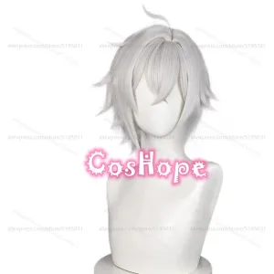 ZZZ Seth Lowell Cosplay Wig 30cm Short Hair Silver White Wig Cosplay Anime Wigs Heat Resistant Synthetic Wigs
