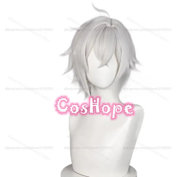 ZZZ Seth Lowell Cosplay Wig 30cm Short Hair Silver White Wig Cosplay Anime Wigs Heat Resistant Synthetic Wigs — image 3